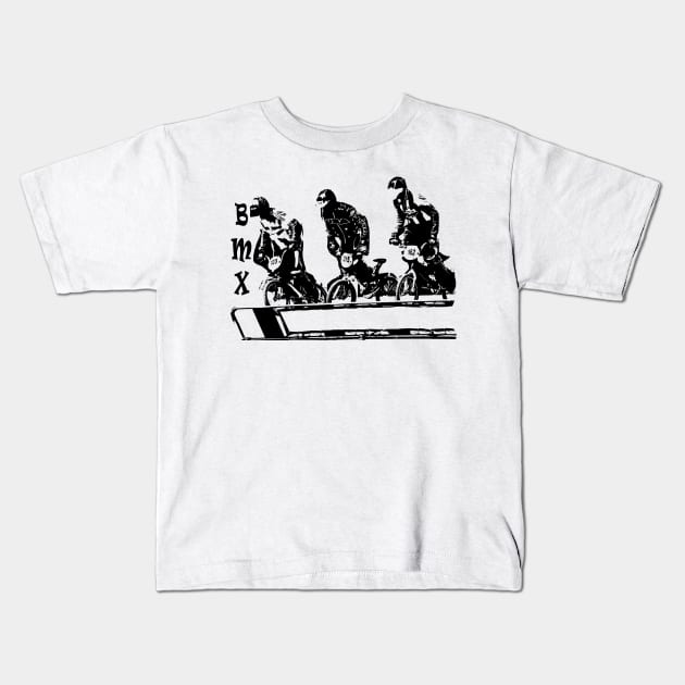 bmx Kids T-Shirt by rickylabellevie